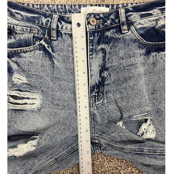KanCan Womens 9/28 Collie High Rise Distressed Ripped Grunge Punk Mom Blue Jeans - Picture 9 of 10